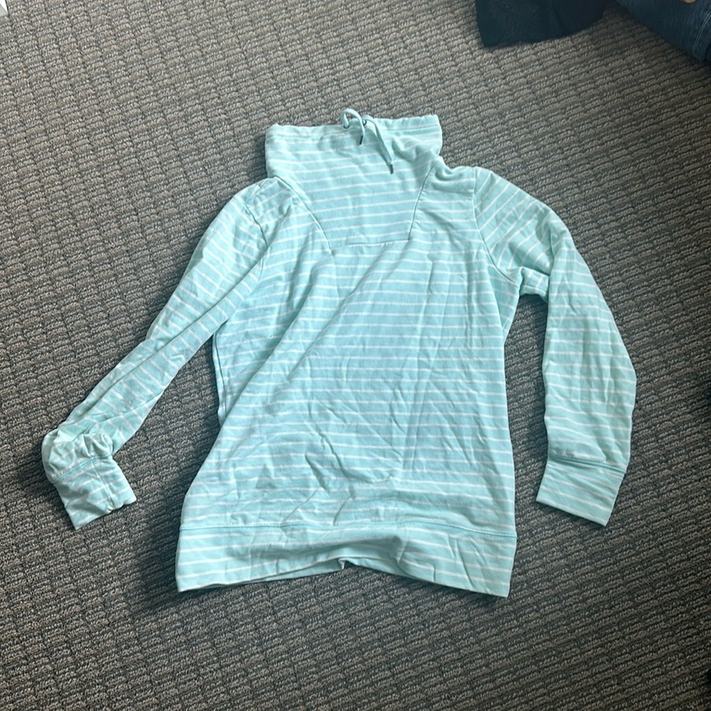 L.L Bean Mock Turtleneck Sweater - Blue Stripe